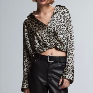 Zara Satin Leopard Blouse